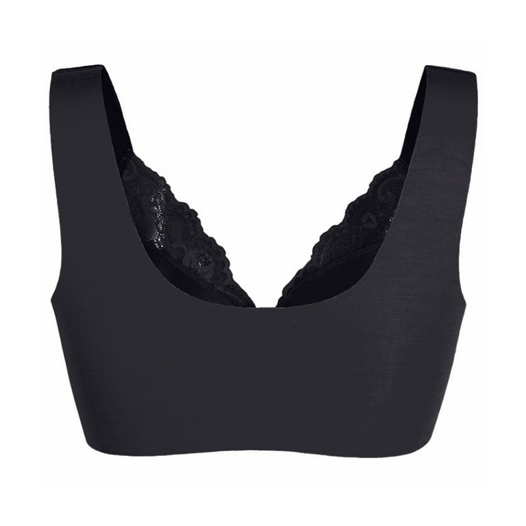 Plus Size Women Lace Bralette Padded Wireless Bra Floral Bras Front Closure  Back Smoothing Demi Bra