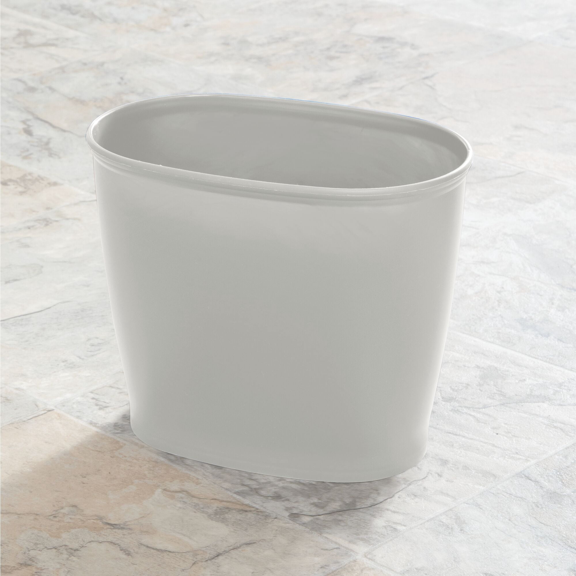 mDesign Slim Plastic 2.25 Gallon Trash Can Garbage Wastebasket Bin, Light Gray