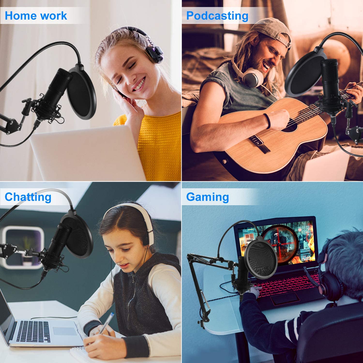 GLUAAE USB Gaming Microphone Condenser Kit with Boom Arm photo 8
