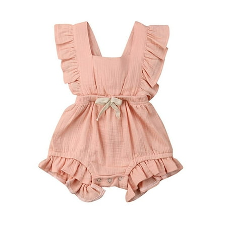 

Newborn Girls Ruffle Solid Color Romper Backcross Jumpsuit Outfits