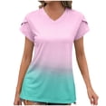 thumbnail image 1 of Pisexur Hauts pour Femmes, Hauts d'Été pour Femmes, Hauts de Printemps pour Femmes 2025, T-Shirt Décontracté à Manches Courtes Col Rond pour Femmes Rose, 3TG, 1 of 4