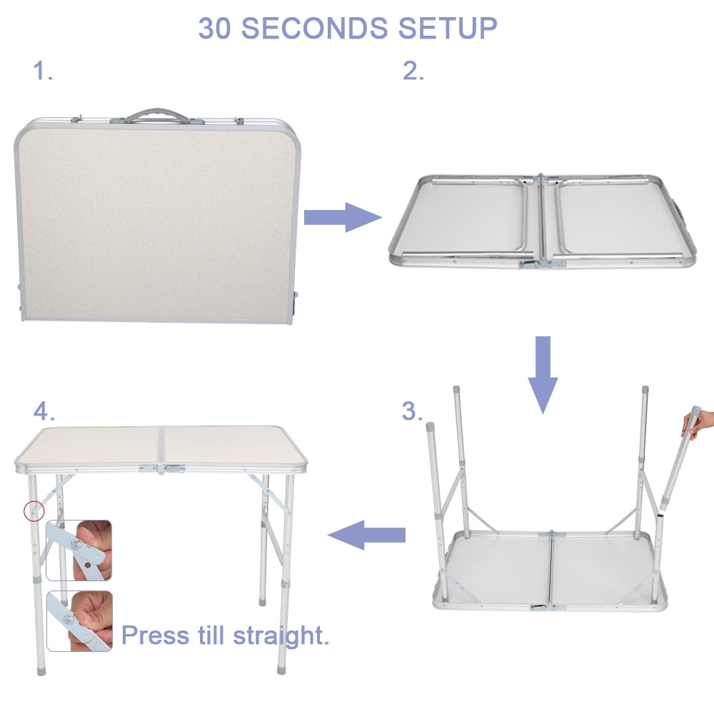 Aluminum Alloy Folding Table White, 90x60x70cm