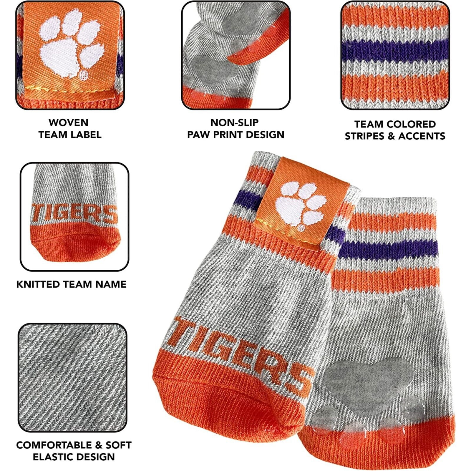 NCAA Anti Slip Dog Socks with Elastic Ribbed Top Indoor/Outdoor Paw Protection