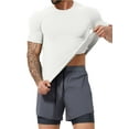 thumbnail image 3 of Deago Men's Workout Slim Fit T Shirts Short Sleeve Gym Bodybuilding Muscle Shirt Athletic Fitness Tee Tops (White, XL), 3 of 7