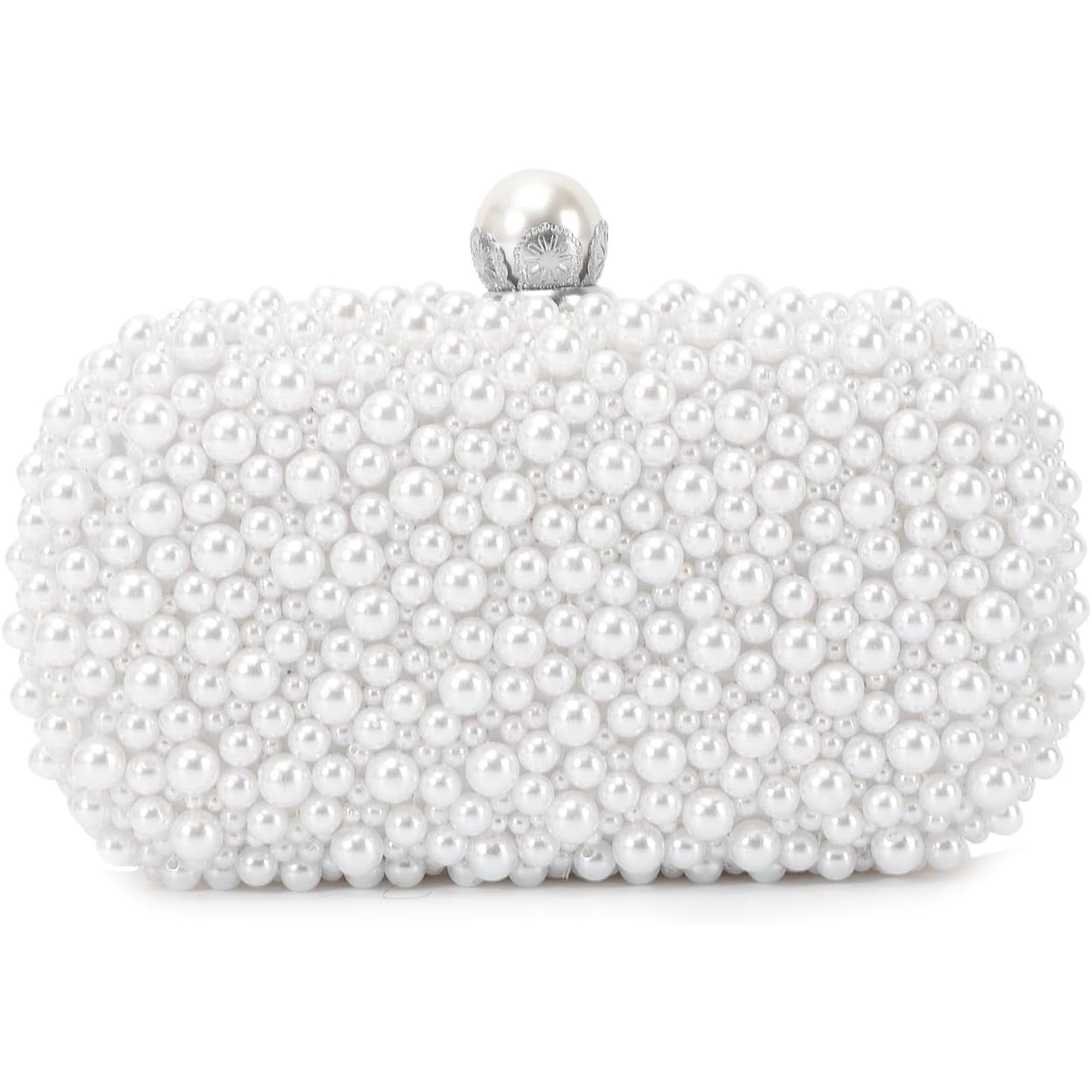 BABEYOND Pochette à Perles Pour Femme - Sac Soirée Formel Réticulé Blanc Cassé Avec Sac Intérieur