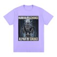 thumbnail image 3 of Camisetas de manga corta para hombre, ropa de calle de gran tamaño, divertida, de algodón, informal, Vintage, de Human By Chance, Alpha By Choice Wolf, 3 of 5