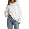 thumbnail image 2 of Women Oversized Hoodie Long Sleeve Drop Shoulder Pullover Solid Color Loose Fit Casual Hooded Sweatshirt, 2 of 9