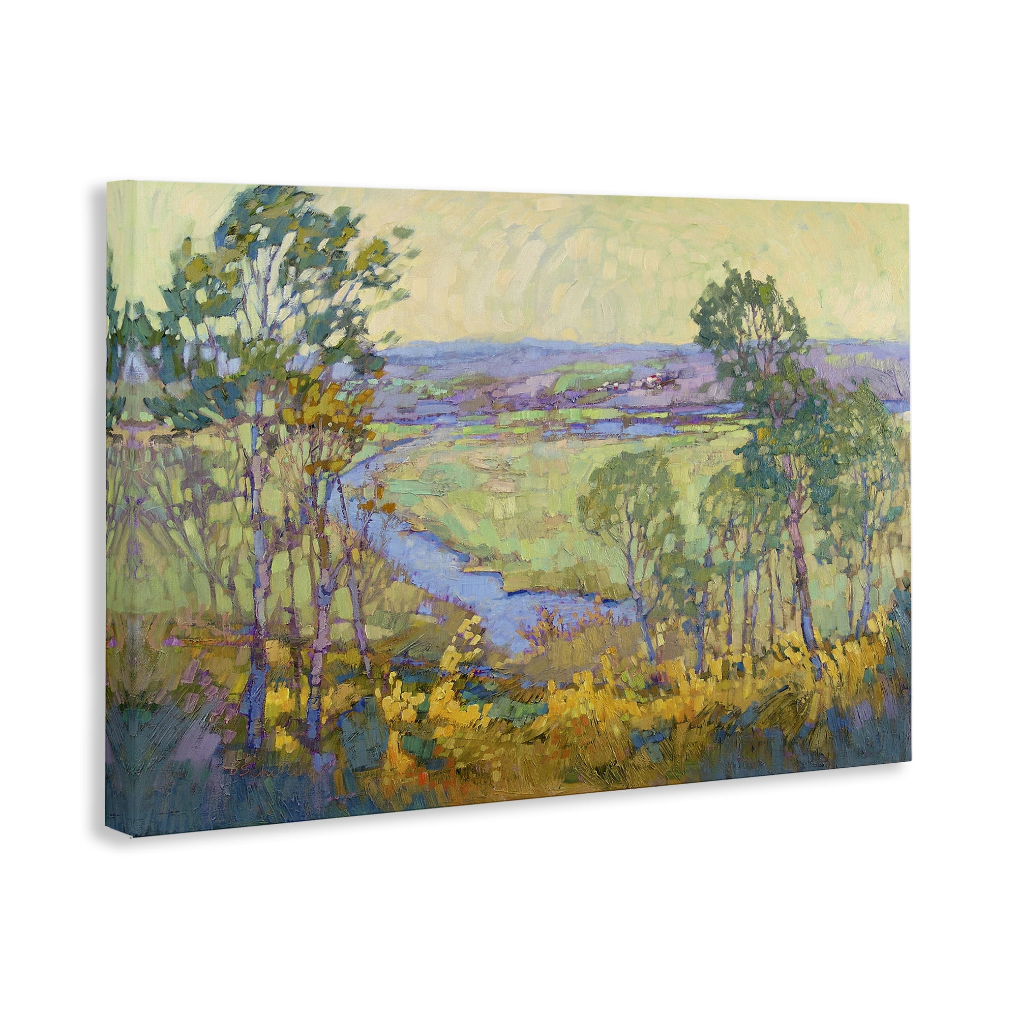 Stupell Industries Abstract Winding Stream Landscape & Nature Painting Wrapped Canvas Art Print Wall Art, 36 x 24