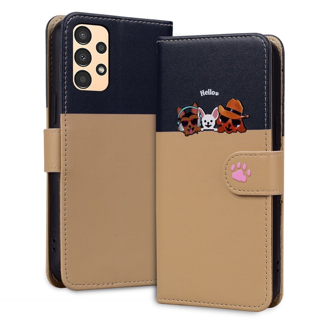Compatible with Samsung Galaxy A13 4G Cute Animals Pattern Wallet Case with Card Slots Flip Cover
