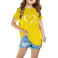 thumbnail image 2 of AJTQTH Cute Love Print T-shirts for Kids Girls Boys Summer Comfy Cotton Clothes Cozy Short Sleeve Tops Round Neck Tees Shirts Blouses Yellow 3 Years, 2 of 5