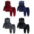 thumbnail image 4 of GYRATEDREAM Boys Girls Velour 2 Pieces Tracksuits Outfits Athletic Hoodies Sweatshirts and Sweatpants Athletic Clothing Sets for 4-5Y Black, 4 of 7