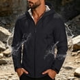 thumbnail image 6 of Big & Tall Men's Lightweight Raincoat Thicken Fleece Lined Softshell Jacket Waterproof Warm Windbreaker with Zip Pockets for Hiking Camping Outdoor, Black, 4XL, 6 of 10