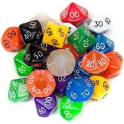 Wiz Dice Polyhedral RPG Dice from D4 to D20| Role Playing Game Dice| D&D Dice in Random Colors| D10(00) Polyhedral - 25 Pack