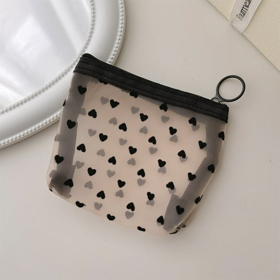 Mesh Makeup Bag Mesh Cosmetic Bag Purse Pouch Zipper Mesh Travel Bag Travel Purse Organizer Portable Pouch Bag Mesh Toiletry Bag for Home Office Travel Accessories