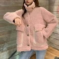 thumbnail image 4 of HAPIMO Women's Thick Fleece Coats Casual Comfy Long Sleeve Lapel Collar Button Down Jacket Solid Pocket Coat Winter Sherpa Fashion Warm Outerwear Pink XL, 4 of 6