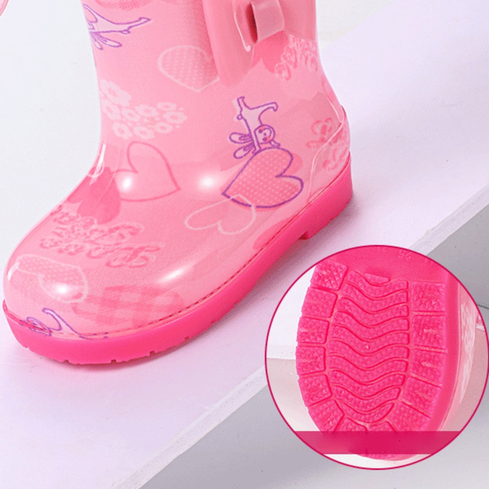 QWIED Rain Boots For Girls Toddler Baby Short Toddler Easy On Lightweight Dry And Waterproof Rain Shoes 8 Years-9 Years