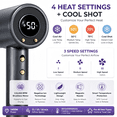 thumbnail image 5 of Lefinee High Speed Hair Dryer, 110,000 RPM Fast Drying Blow Dryer, Hot & Cold Air, 3 Speeds, Lightweight Hair Dryer with Concentrator Nozzle, 5 of 8