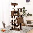 thumbnail image 5 of Quuzee 51.6-in Cat Tree Tower with Double Condo,Scratching Post Hammock, Brown, 5 of 9