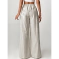 thumbnail image 6 of Women'S Striped Wide Leg Lounge Pants Knot Front High Waisted Baggy Pants Trousers Streetwear Beige & Brown M, 6 of 8