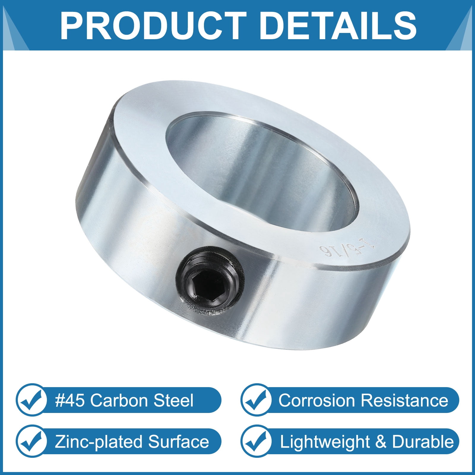 4 Pack Set Screw Collars 1-5/16" Bore Carbon Steel Shaft Collars, 2-1/8" OD