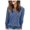 Blue, variant on Lady Tops Fall Winter Relaxed Fit V Neck Long-sleeved Bell One Shoulder with Pocket Solid Color Leisure Cotton Tunic Top(Coffee,M)