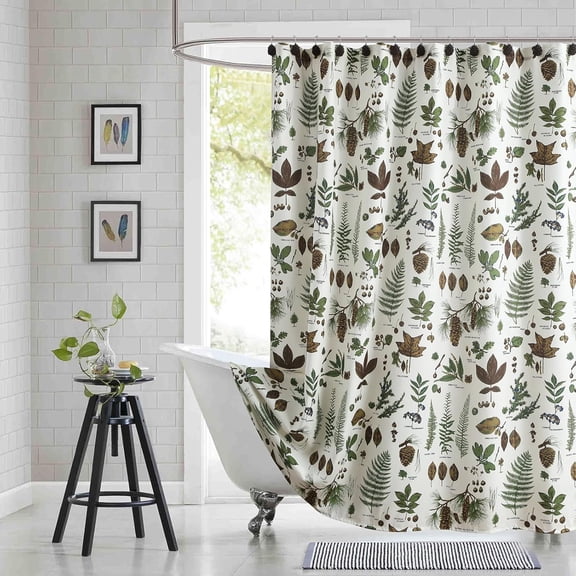 Fabric Floral Shower Curtain, Orange and Gray Weeping Flower Shower Curtains for Bathroom, Modern White Bathroom Curtains, 84" W x 84" H