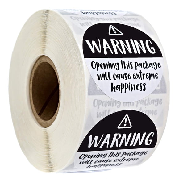 Black and White Adorable Warning Extreme Happiness Labels / 500 Cute Small Business Package Stickers / 1.5" Labels Adorable Happy Mail Envelope Seals/Made in The USA