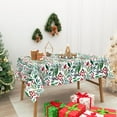thumbnail image 5 of Christmas Tablecloth Red Berries with Green Leaves Rectangle Holly Fabric Table Cover Washable Xmas Table Cloth for Picnic Home Kitchen Dining Table, 60 x 102 Inch, 5 of 7