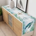 thumbnail image 4 of Sea Turtle Coastal Table Runner - 120 Inch Long, Kitchen Dining Table Runner Dresser Scarves, Summer Beach Nautical Starfish Compass Farmhouse Decor for Coffee Tables Wedding Party Banquet, 4 of 8