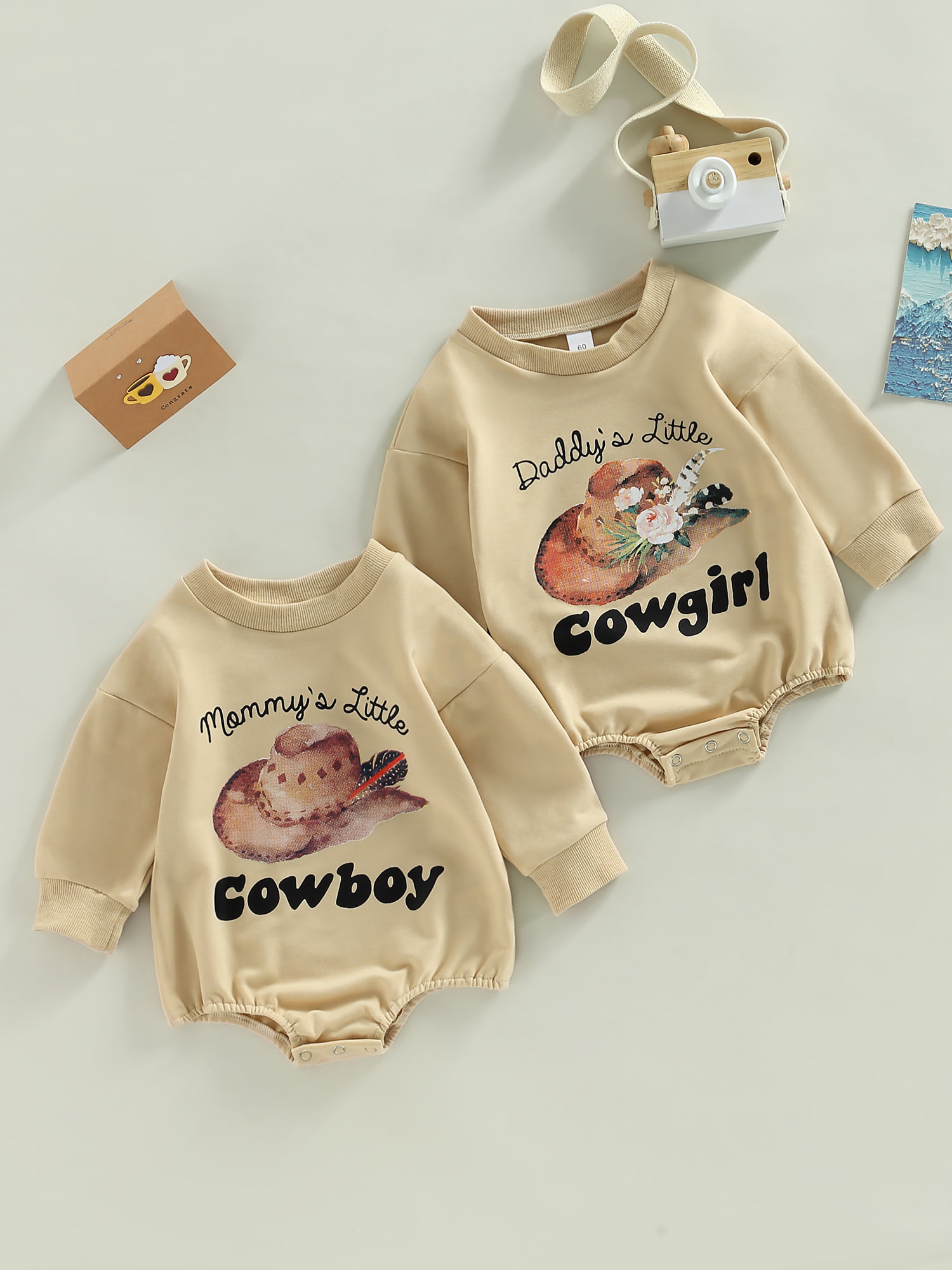Western Baby Girl Boy Clothes Sweatshirt Romper Cow Printed Bodysuit Long  Sleeve Onesie Newborn Fall Winter Outfits (Country Baby Cowgirl, 0-3  Months) 