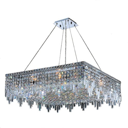 Cascade Collection 12 Light Chrome Finish and Clear Crystal Square Chandelier 32" L x 32" W x 10.5" H Large