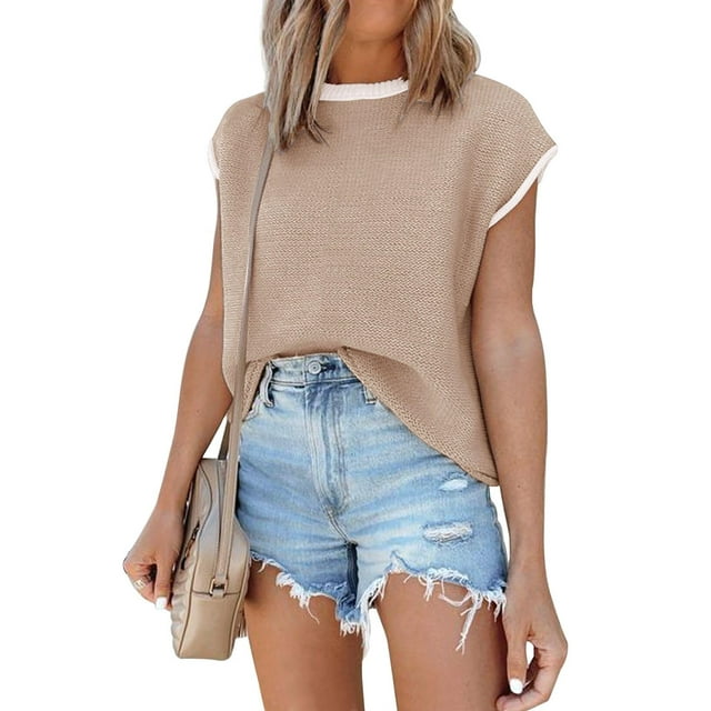 Camisa Disamer, manga corta, punto, marrón, talla S