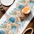 thumbnail image 2 of Beach Coastal Cotton Linen Table Runner for Dining Kitchen, Nautical Shell Starfish Coral Summer Wedding Outdoor Party Tablerunners Decoration, Dresser Scarf Coffee Tablecloth Runners 13x90 Inches, 2 of 9
