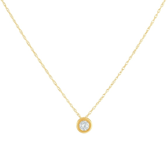 Pompeii 1/4Ct Diamond Bezel Pendant Solitaire Necklace 14k Yellow Gold Lab Grown (FG,VS)