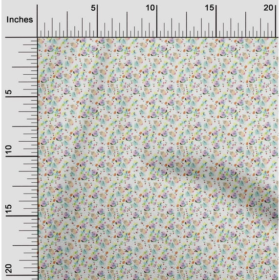 oneOone Silk Tabby Fabric Brush Stroke & Fruits Decor Fabric Printed BTY 42 Inch Wide