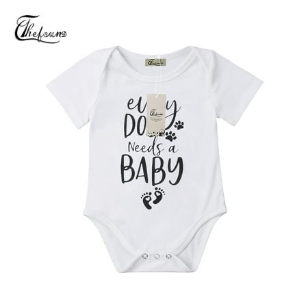 

One opening Baby Girls Boys Footprint Letter Short Sleeve Romper Jumpsuit