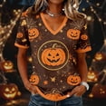thumbnail image 2 of SIYUDAN Halloween Womens Shirt V Neck Short Sleeve Pumpkin Shirt Women Graphic Tshirts for Women Orange Halloween Shirt Fall Shirts for Women, Size XXXL, 2 of 6