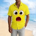 thumbnail image 5 of Maqroz Men's Plus Size Button Down Shirt Short Sleeve Funny Face Graphic Shirts Casual Summer Holiday Vacation Beach Hawaiian Top Novelty Graphic Tops, 5 of 5
