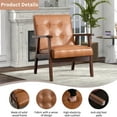 thumbnail image 4 of Bonzy Home Accent Chair Mid Century Modern Upholstered Armchair with Wood Frame for Living Room Bedroom Study Room, Easy Assembly, Brown, 4 of 7