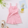 thumbnail image 2 of WUANDIXFA Toddler Girl Clothes Striped Waffle Sleeveless Jumpsuit Casual Shorts Summer Baby Romper 0 6 12 18 24 Months 2T 3T (Pink, 6-12 Months), 2 of 4