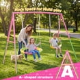 thumbnail image 4 of Kdymod Heavy Duty 440lbs Double Swing Set with Stand, Metal A-Frame Swing Set for Backyard, Includes 32" Saucer Disc & 26.2" Belt Seat, Outdoor Playset for Playground, 4 of 6