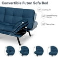 thumbnail image 3 of Convertible Futon Sofa Bed, 71" Memory Foam Futon Couch with Detachable,Adjustable Backrest,Linen Fabric Folding Small Loveseat Sleeper for for Living Room,RV,Office,Apartment,Pure Blue, 3 of 9