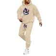 thumbnail image 2 of Men Sweatsuits 2 Piece Set Casual 67 Print Hoodie Sweatshirt and Joggers Sweatpants Sets Comfortable Fall Winter Sport Suit with Pocket Beige L, 2 of 4