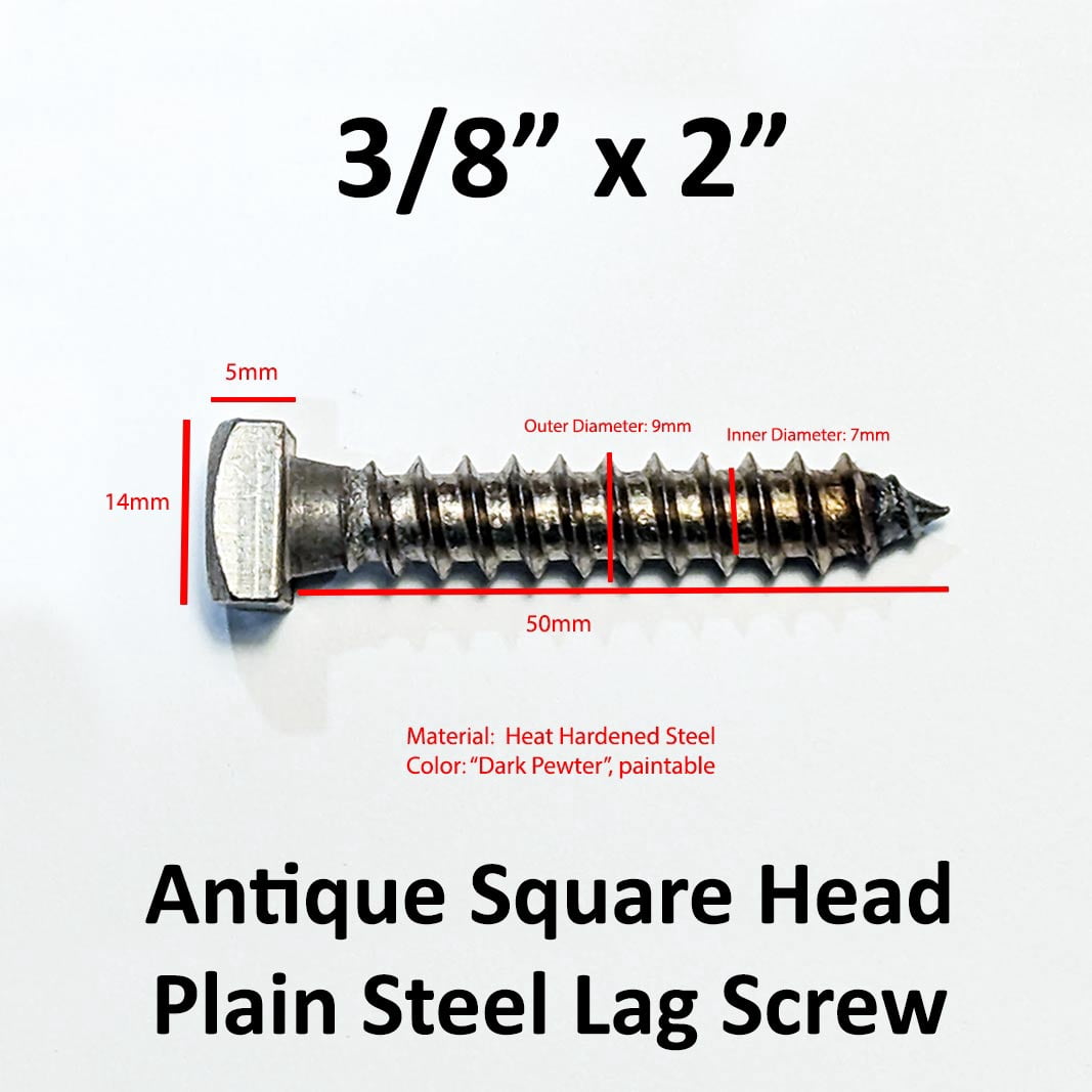 (25) 3/8" x 2" Lag Screws Antique Square