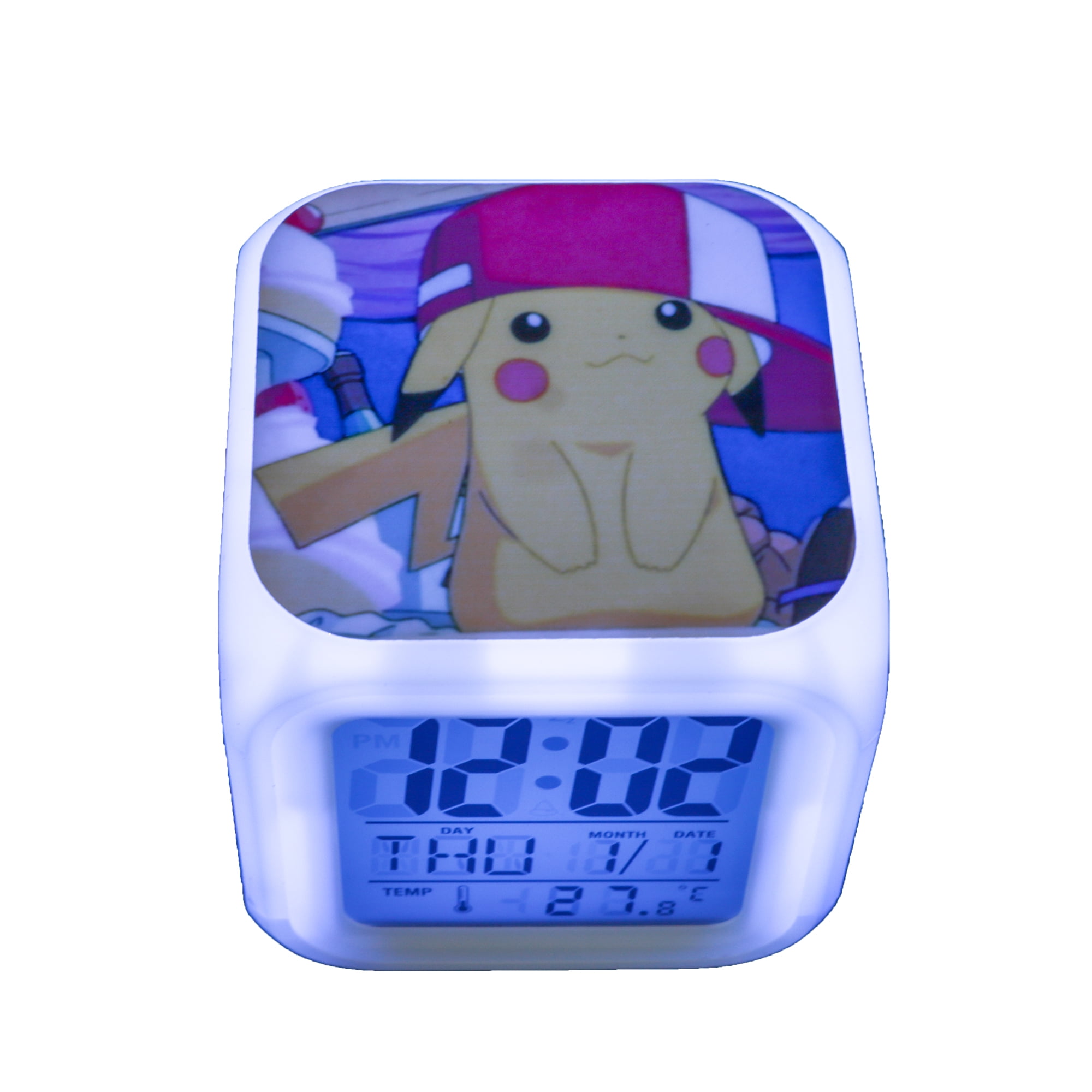 Pokemon LED 7 Colors Digital Alarm Clock Pikachu with Hat