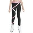 thumbnail image 2 of Sholeno Kids Girls Figure Ice Skating Spiral Pants Athletic Gymnastics Dance Leggings Yoga Pants Pink 10, 2 of 9