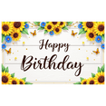 thumbnail image 3 of Yatrandify Floral Design Happy Birthday Banner Decorative Sunflower Butterfly Backdrop for Celebration Spring Party Outdoor Event, 3 of 8