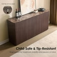 thumbnail image 5 of Hvoonc 65.5"W Fluted Sideboard Buffet Cabinet with Storage, Faux Marble Top, 4 Push-to-Open Doors, Modern Credenza Cabinet for Dining Room, Kitchen, Living Room, Walnut Brown, 5 of 7
