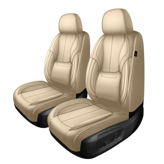 AQBDDBQ Car Seat Covers Front Seats for Chevrolet/Chevy Silverado 2007-2025 Waterproof Premium Leather Car Seat Covers Seat Protector Beige,Front Set(2 Seats)