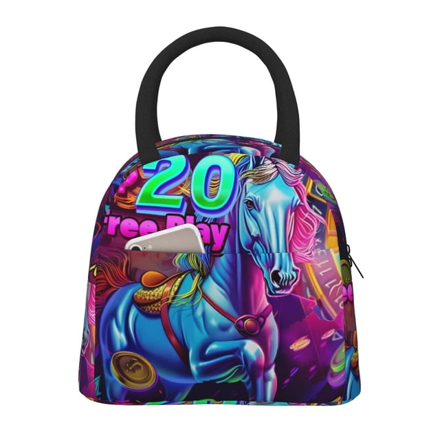 Disketp Neon Free Play Bolsa Térmica para Almuerzo, Lonchera con Abertura Amplia y Gran Capacidad, Organizador Reutilizable para Mujeres, Hombres y Adultos